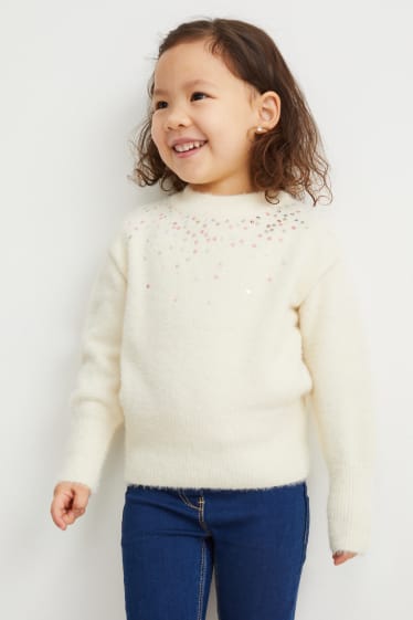 Kinder - Pullover - Glanz-Effekt - cremefarben