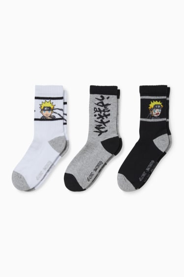 Kinder - Multipack 3er - Naruto - Socken mit Motiv - weiß