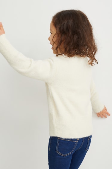 Kinder - Pullover - Glanz-Effekt - cremefarben