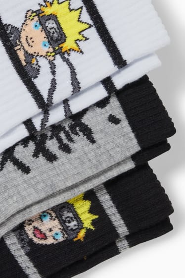 Enfants - Lot de 3 paires - Naruto - chaussettes à motif - blanc