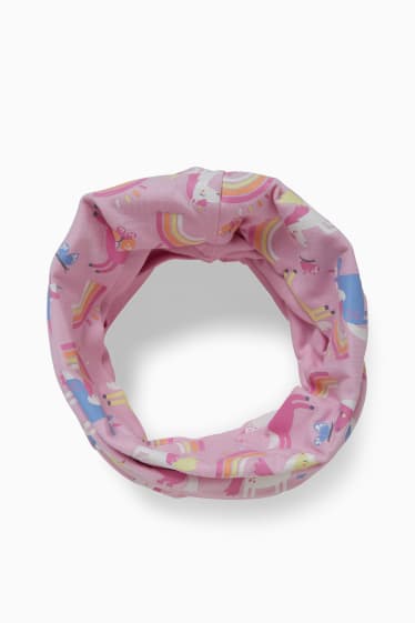 Kinder Mädchen - Einhorn - Loop Schal - rosa