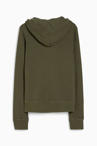 Damen - Basic-Sweatjacke mit Kapuze - dunkelgrün