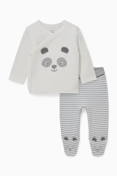 Baby Jungen - Erstlingsoutfit - 2 teilig - cremeweiss