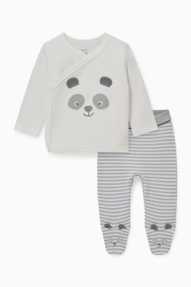 Babys - Newbornoutfit - 2-delig - crème wit