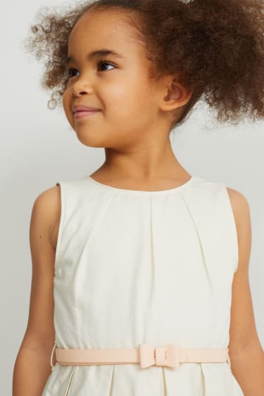 Niños: niñas - Vestido con cinturón - de fiesta - de flores - blanco roto