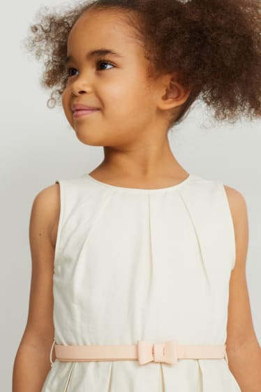 Bambini - Vestito con cintura - per feste - a fiori - bianco crema