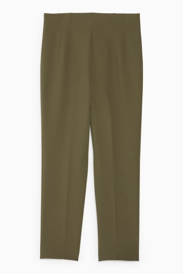 Dámské - Plátěné kalhoty - high waist - cigarette fit - zelená