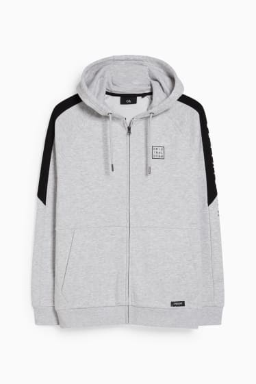 Herren - Sweatjacke mit Kapuze - hellgrau-melange