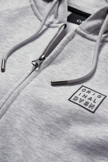 Herren - Sweatjacke mit Kapuze - hellgrau-melange