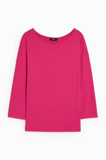 Mujer - Camiseta de manga larga básica - fucsia