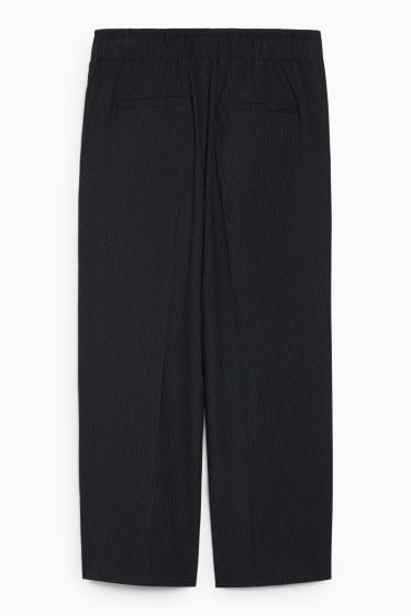 Kobiety - Spodnie materiałowe - średni stan - szerokie nogawki - w paski - ciemnoniebieski