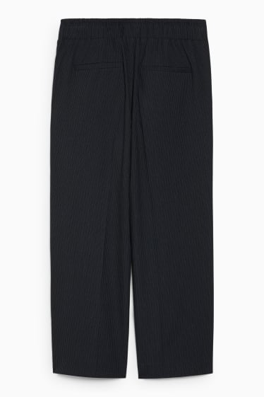 Damen - Stoffhose - Mid Waist - Wide Leg - gestreift - dunkelblau