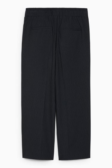 Femmes - Pantalon en toile - mid waist - wide leg - à rayures - bleu foncé