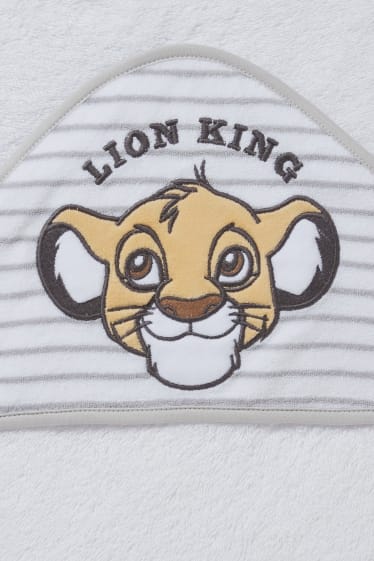 Babys - The Lion King - babybadhanddoek met capuchon - lichtgrijs