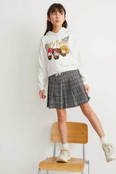 Enfants - Harry Potter - ensemble - sweat à capuche et jupe - 2 pièces - blanc / gris