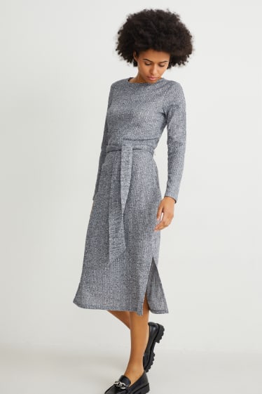 Damen - Strickkleid - hellgrau-melange