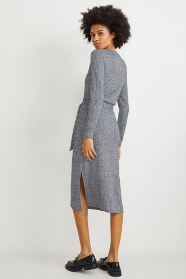 Women - Knitted dress - light gray-melange