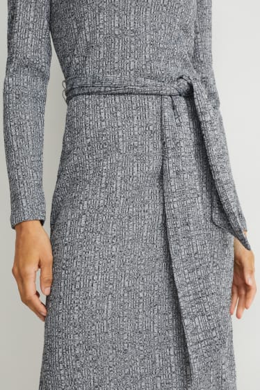 Women - Knitted dress - light gray-melange