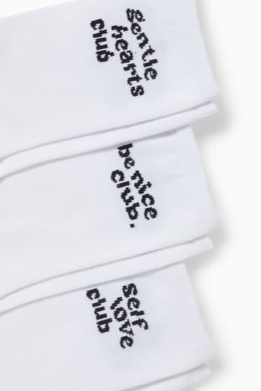 Dona - Paquet de 3 - mitjons amb dibuix - missatge - blanc