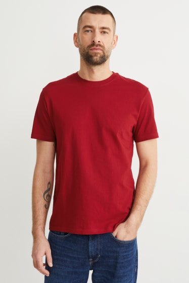 Heren - Set van 3 - T-shirt - rood / blauw