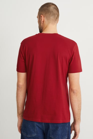 Heren - Set van 3 - T-shirt - rood / blauw