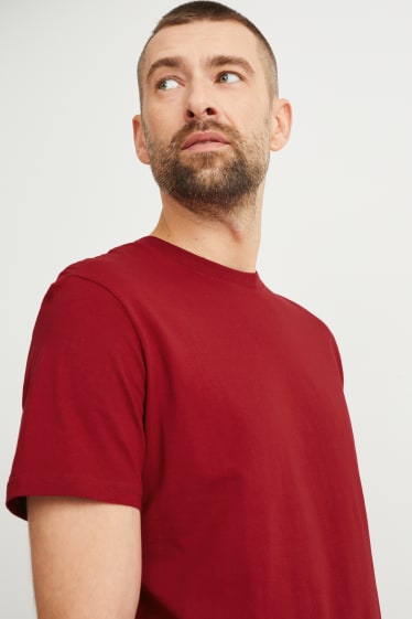 Heren - Set van 3 - T-shirt - rood / blauw