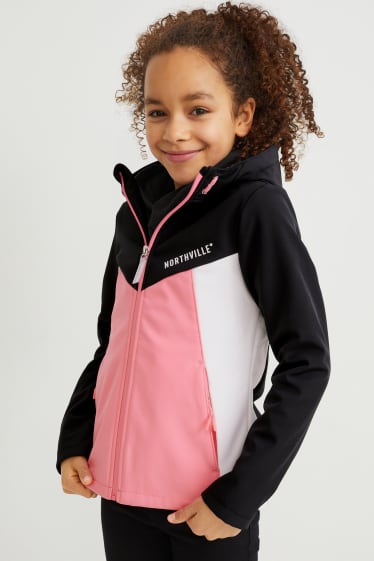 Children - Softshell jacket with hood - black