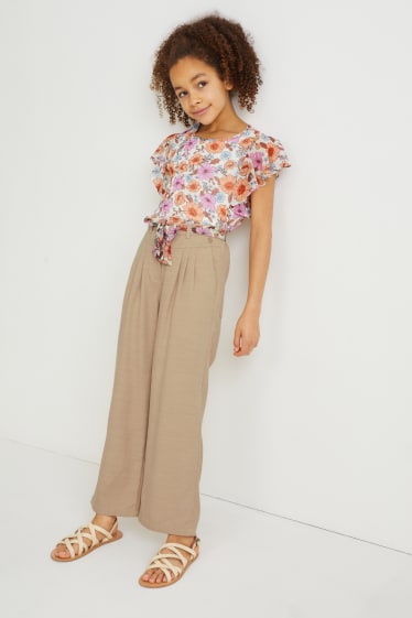 Enfants - Pantalon - Wide Leg - beige