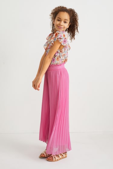 Children - Pleated trousers - pink