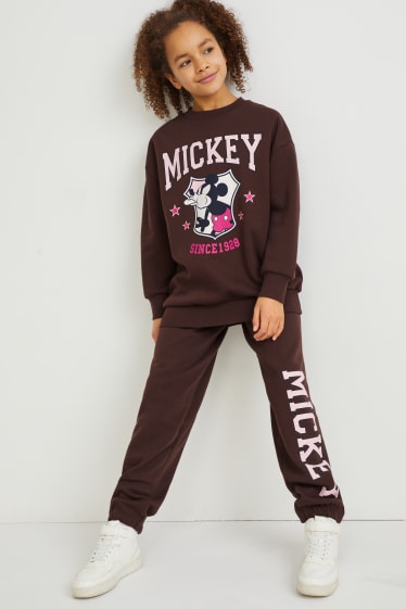 Dětské - Mickey Mouse - souprava - mikina s kapucí a teplákové kalhoty - 2dílná - tmavohnědá