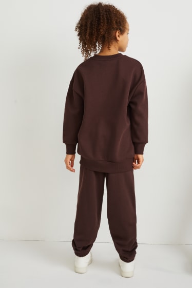 Enfants filles - Mickey Mouse - ensemble - sweat et pantalon de jogging - 2 pièces - marron foncé