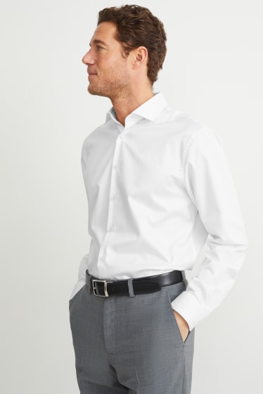 Uomo - Camicia business - regular fit - colletto alla francese - senza necessità di stiratura - bianco