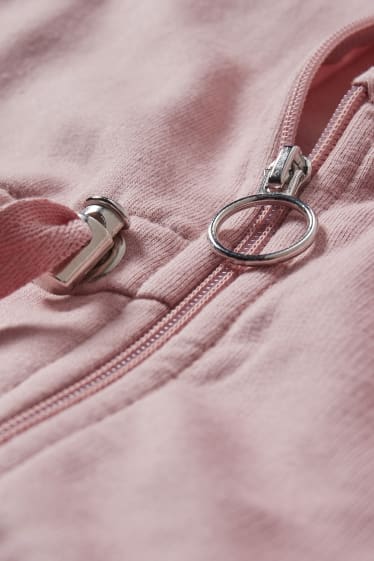Women - Maternity zip-through sweatshirt with hood and baby pouch - rose