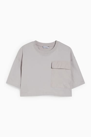 Teens & young adults - CLOCKHOUSE - cropped T-shirt - light gray-melange