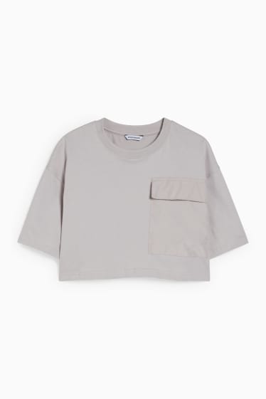 Dona - Samarreta crop - gris clar jaspiat