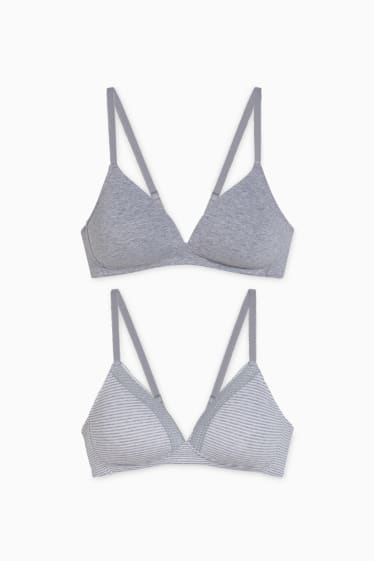 Women - Multipack of 2 - non-wired bra - padded - light gray
