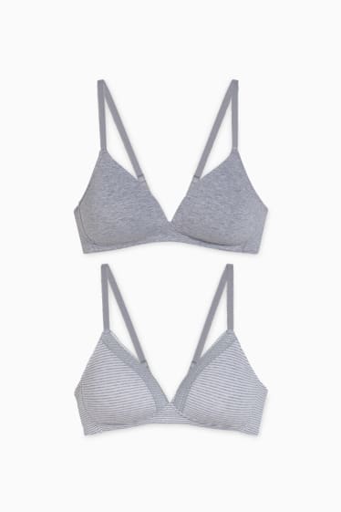 Femmes - Lot de 2 - soutien-gorge sans armatures - ampliforme - gris clair