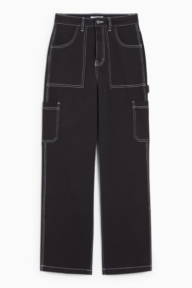 Femmes - CLOCKHOUSE - pantalon - high waist - wide leg - noir
