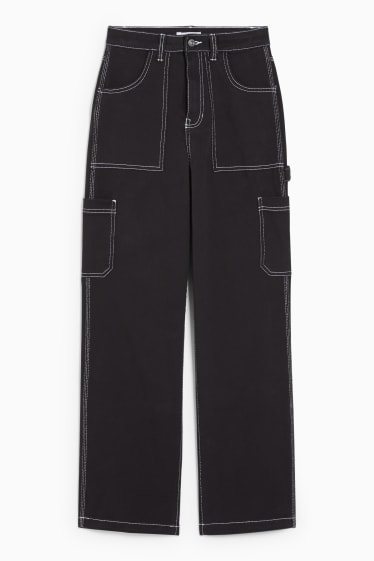 Dona - CLOCKHOUSE - pantalons - high waist - wide leg - negre