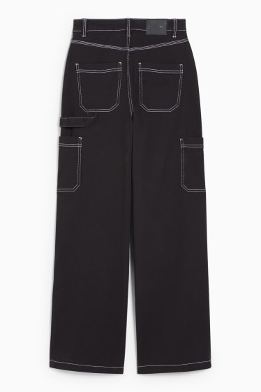 Dona - CLOCKHOUSE - pantalons - high waist - wide leg - negre