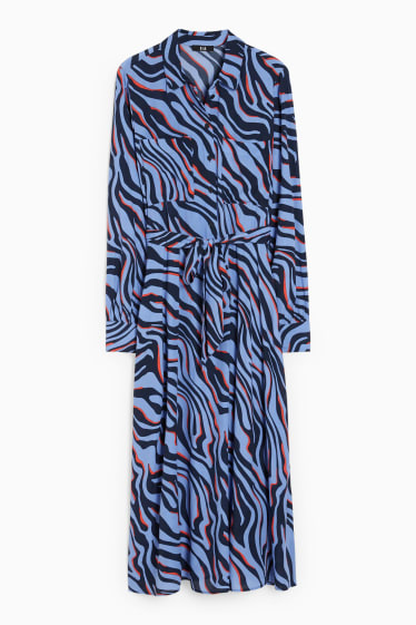 Femmes - Robe-chemisier - à motif - bleu