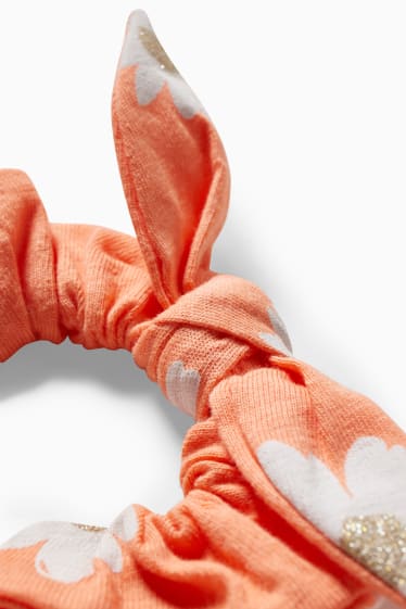 Dětské - Souprava - šaty a scrunchie gumička do vlasů - oranžová