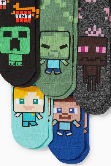 Children - Multipack of 5 - Minecraft - socks with motif - green