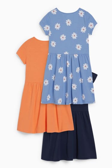 Enfants filles - Lot de 3 - robes - bleu foncé