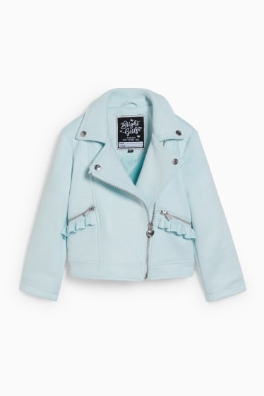Kinder Mädchen - Bikerjacke - Velourslederimitat - mintgrün