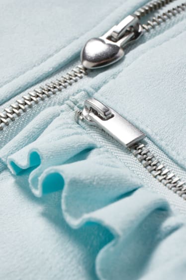 Kinder Mädchen - Bikerjacke - Velourslederimitat - mintgrün