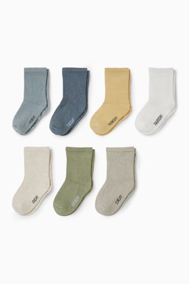 Bebés - Pack de 7 - días de la semana - calcetines con dibujo para bebé - gris / verde menta