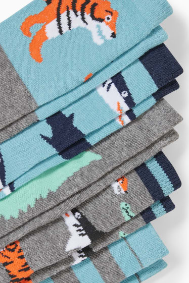 Kinderen - Set van 5 paar - dieren - sokken met motief - blauw