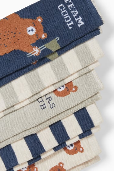 Baby Jungen - Multipack 5er - Bärchen - Baby-Socken mit Motiv - grau