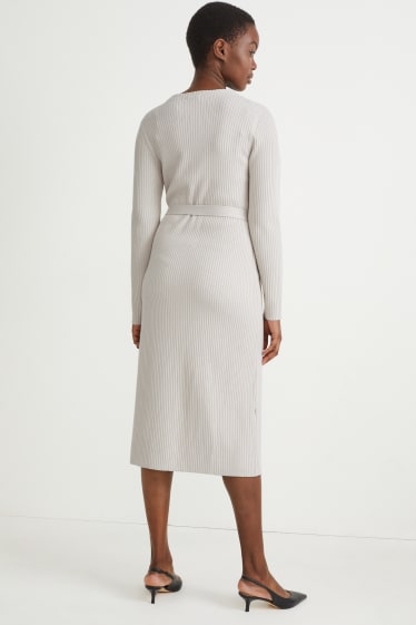 Women - Knitted dress - cremewhite